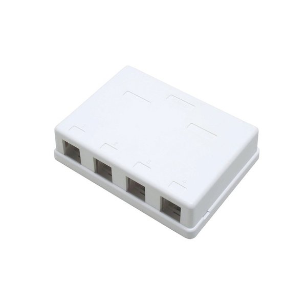 Quest Technology International Unloaded Keystone Surface Mount Box - 4-Port, White NSB-5240